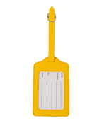 Etiquette a bagages GYL jaune vue dos carte identification fond transparent