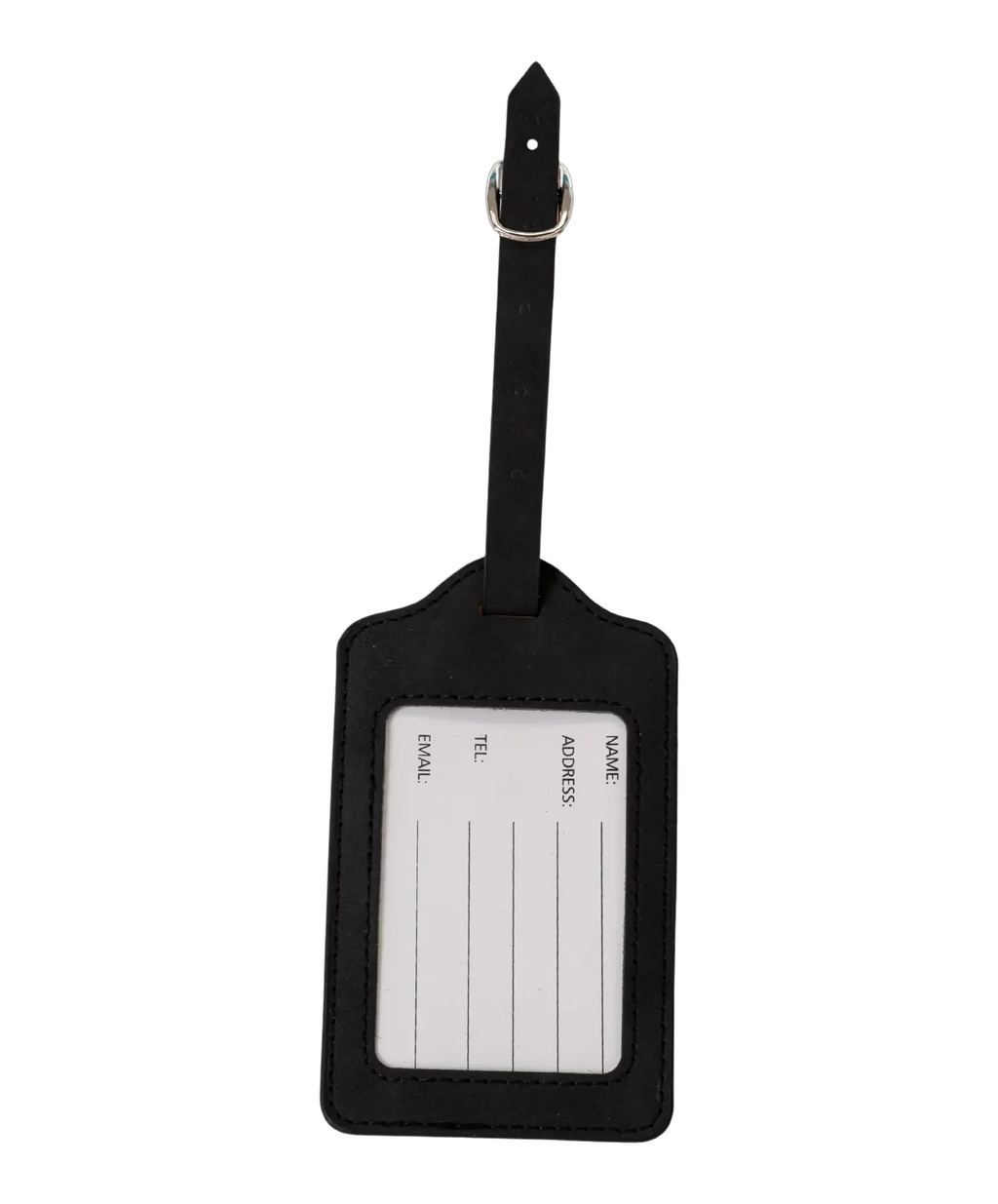 Etiquette a bagages GYL noire vue dos carte identification fond transparent