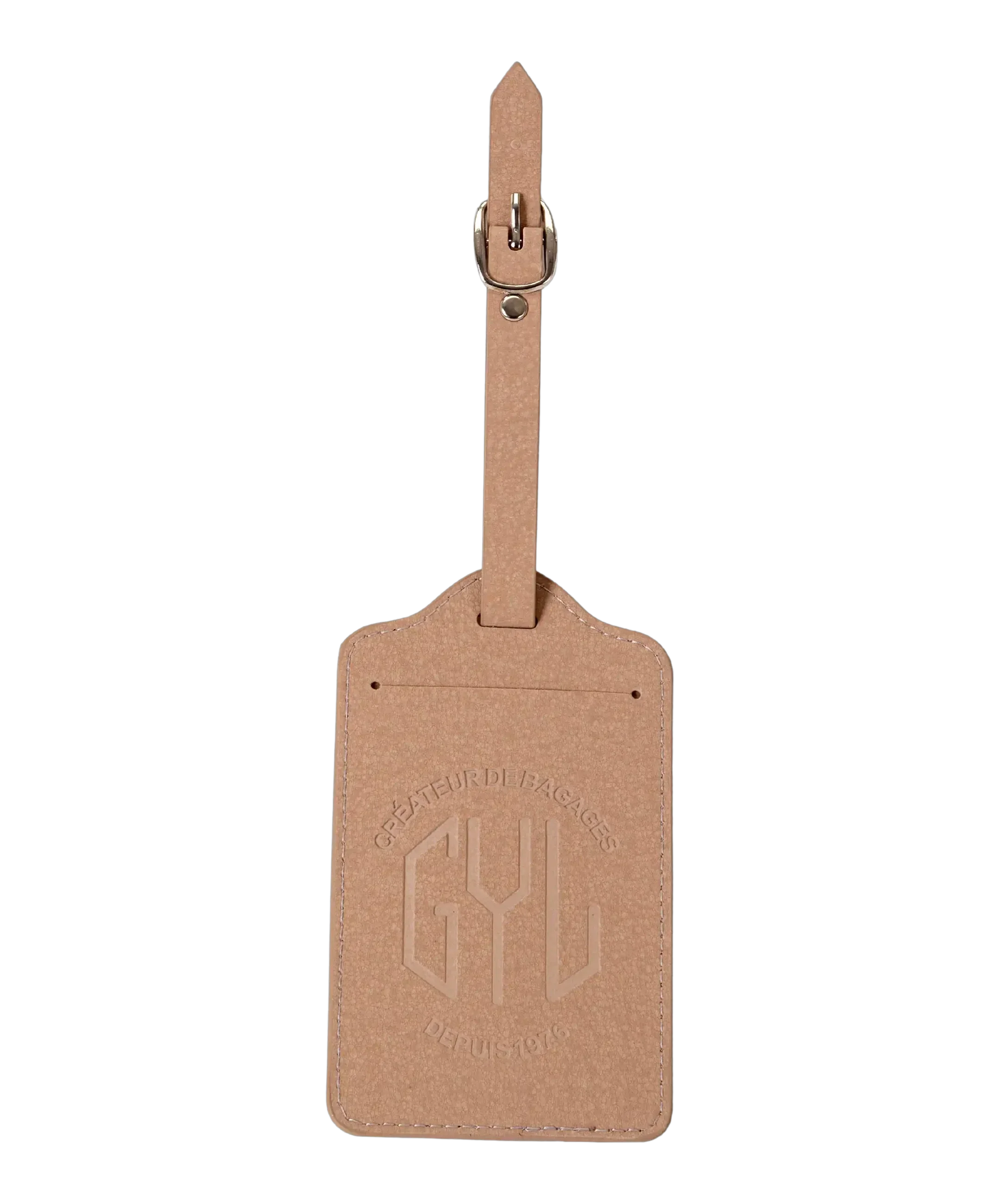 Etiquette a bagages GYL champagne vue face logo fond transparent
