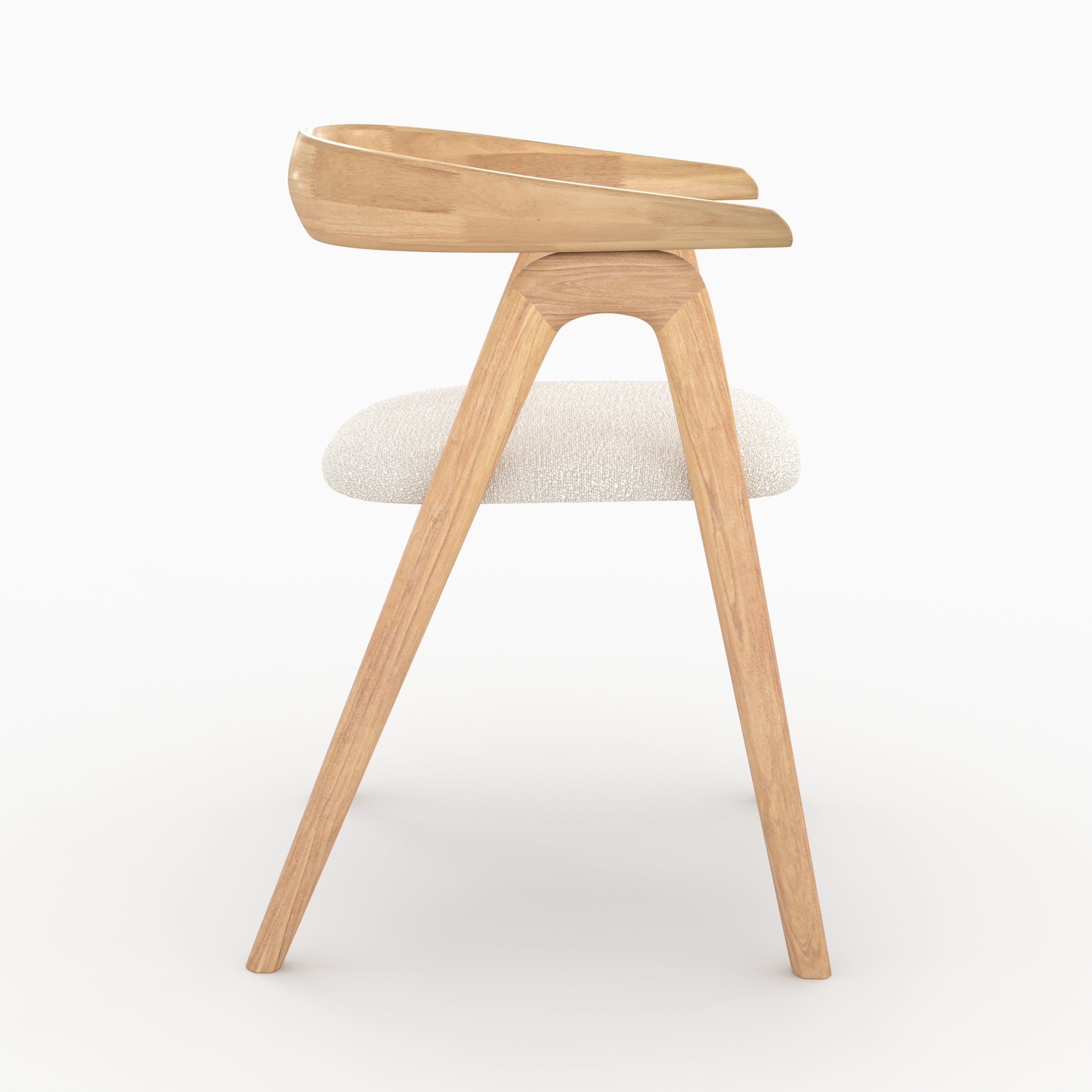hawa chaise en bois d hevea clair et tissu boucle creme