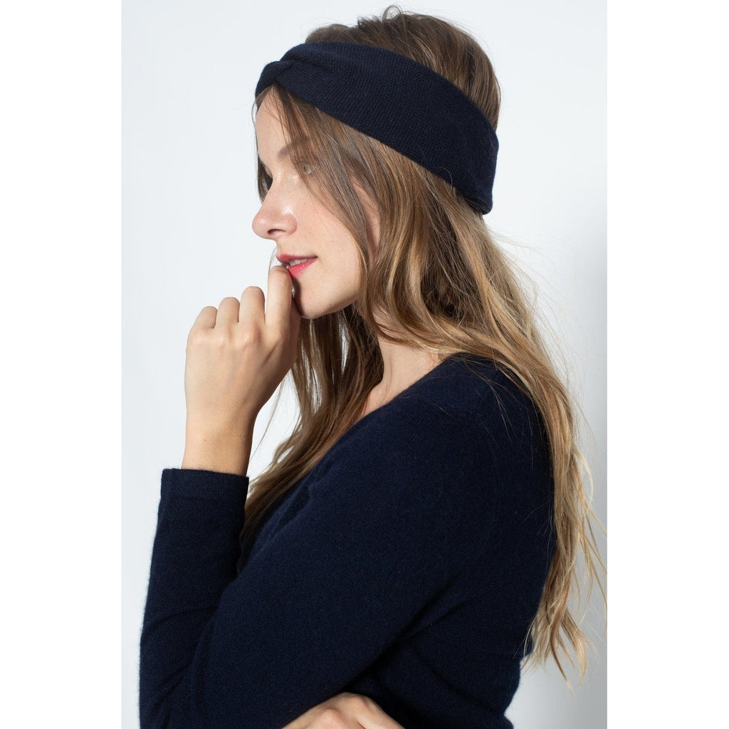 Head Band Javoi Marine, 100% Cachemire, 4 Fils, Jersey - Accessoires - Perfect Cashmere - The Bradery