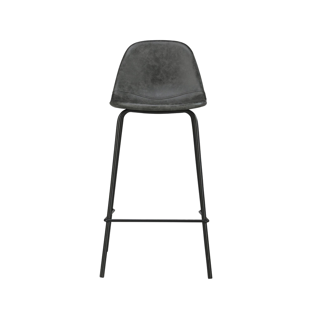 henrik chaise de bar mi hauteur 65 cm vendue a l unite cuir synthetique gris noir