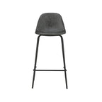 henrik chaise de bar mi hauteur 65 cm vendue a l unite cuir synthetique gris noir