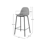 henrik chaise pour ilot central en tissu gris clair chine 65 cm lot 2