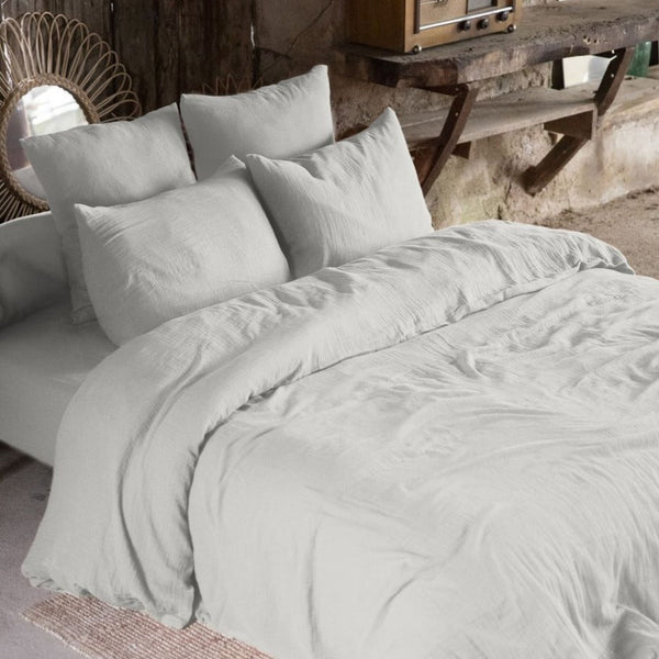Housse De Couette 100% Gaze De Coton - Nuage - Gris Clair Housse De Couette Baton Rouge