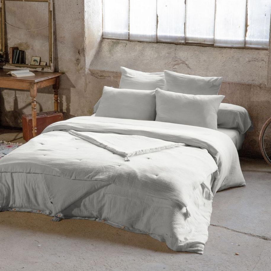 Housse De Couette 100% Gaze De Coton - Nuage - Gris Clair Housse De Couette Baton Rouge