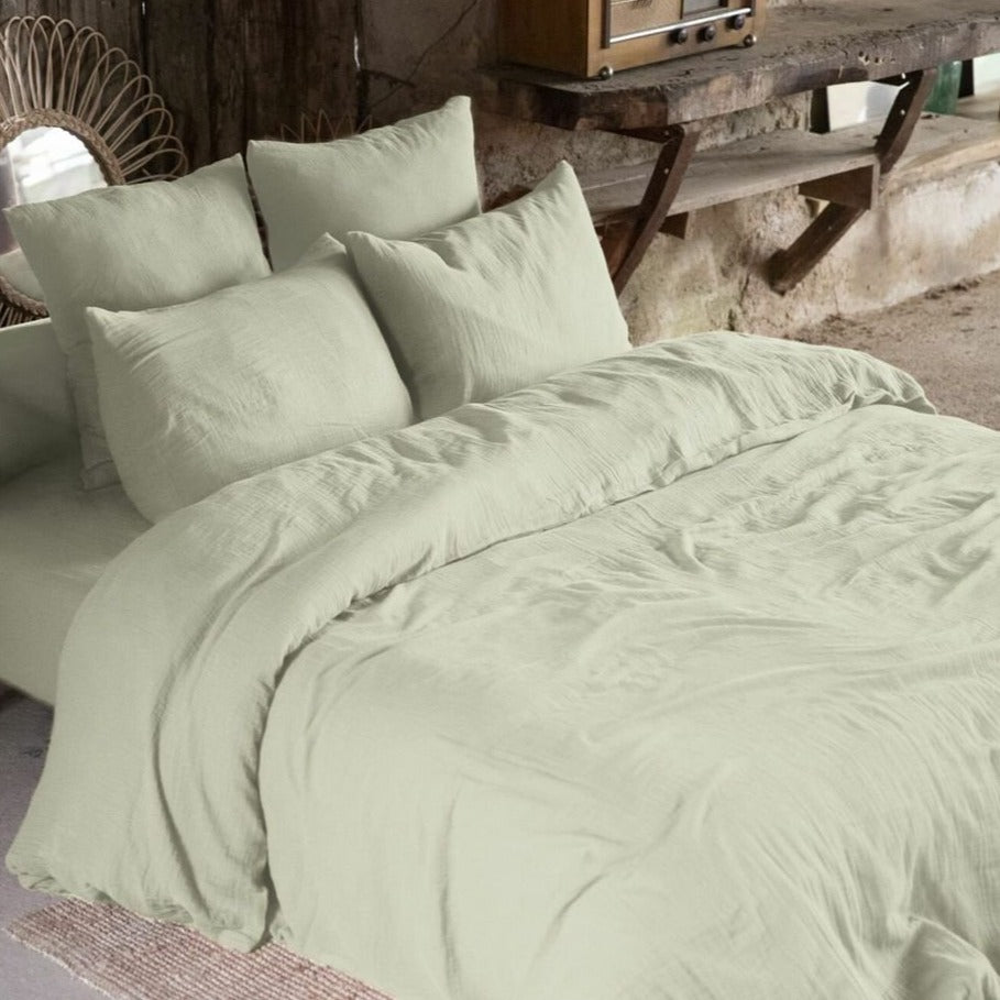 Housse De Couette 100% Gaze De Coton - Vert D'Eau - Baton Rouge - The Bradery