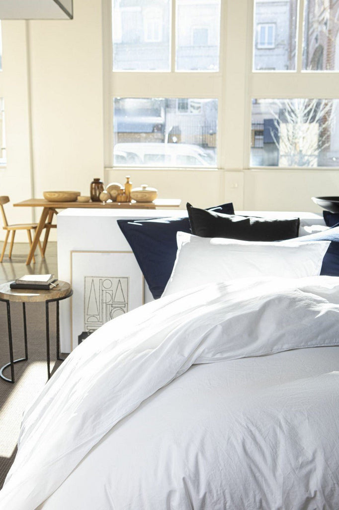 Housse De Couette 100% Percale De Coton Lavé 80Fils/Cm2 Blanc - Baton Rouge - The Bradery