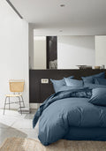 Housse De Couette 100% Percale De Coton Lavé 80Fils/Cm2 Emeraude - Baton Rouge - The Bradery