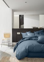 Housse De Couette 100% Percale De Coton Lavé 80Fils/Cm2 Emeraude - Baton Rouge - The Bradery