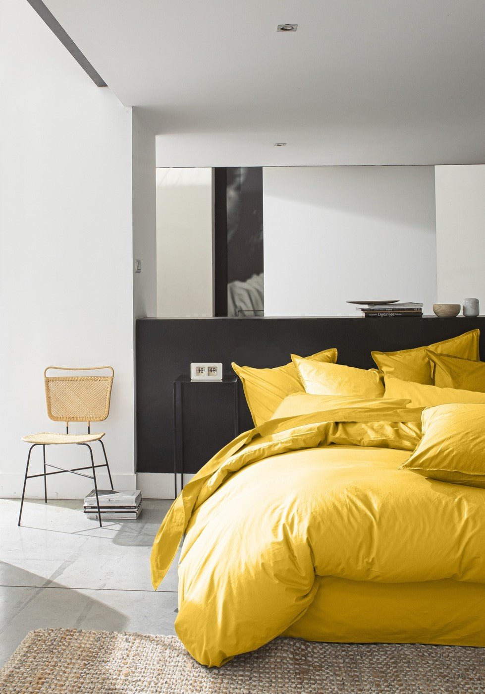 Housse De Couette 100% Percale De Coton Lavé 80Fils/Cm2 Jaune - Baton Rouge - The Bradery