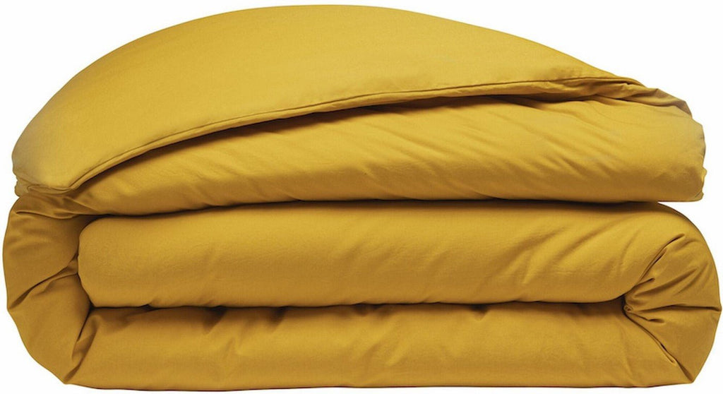 Housse De Couette 100% Percale De Coton Lavé 80Fils/Cm2 Jaune - Baton Rouge - The Bradery