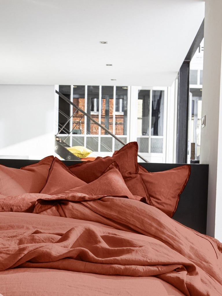 Housse De Couette 100% Percale De Coton Lavé 80Fils/Cm2 Paprika - Baton Rouge - The Bradery