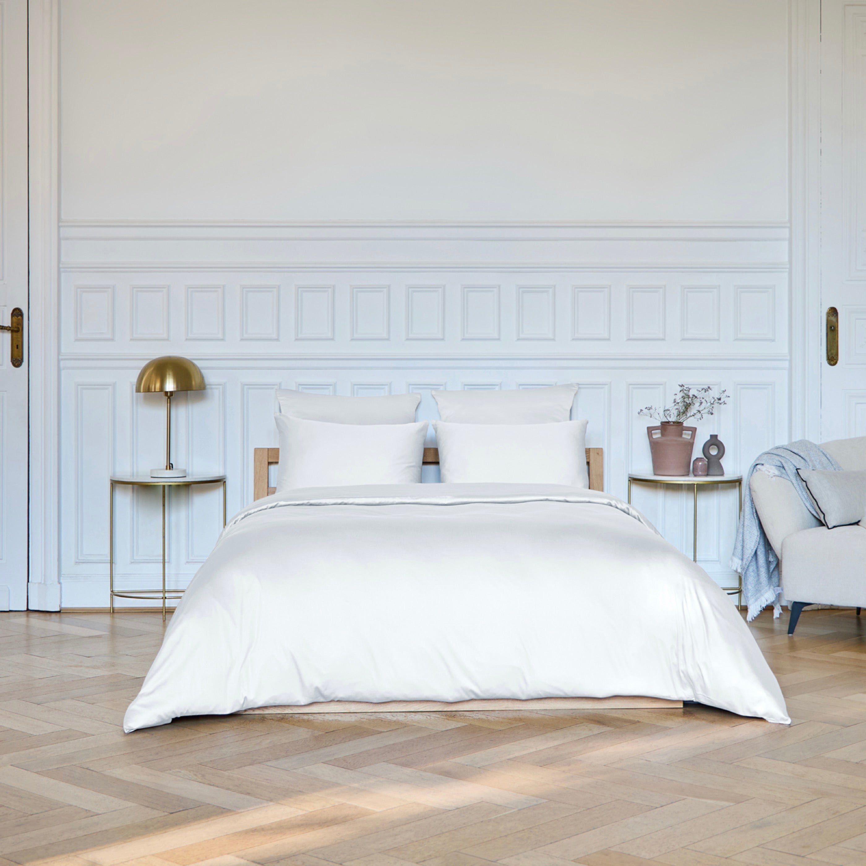 Housse De Couette Alexane - 100% Satin De Coton - Blanc