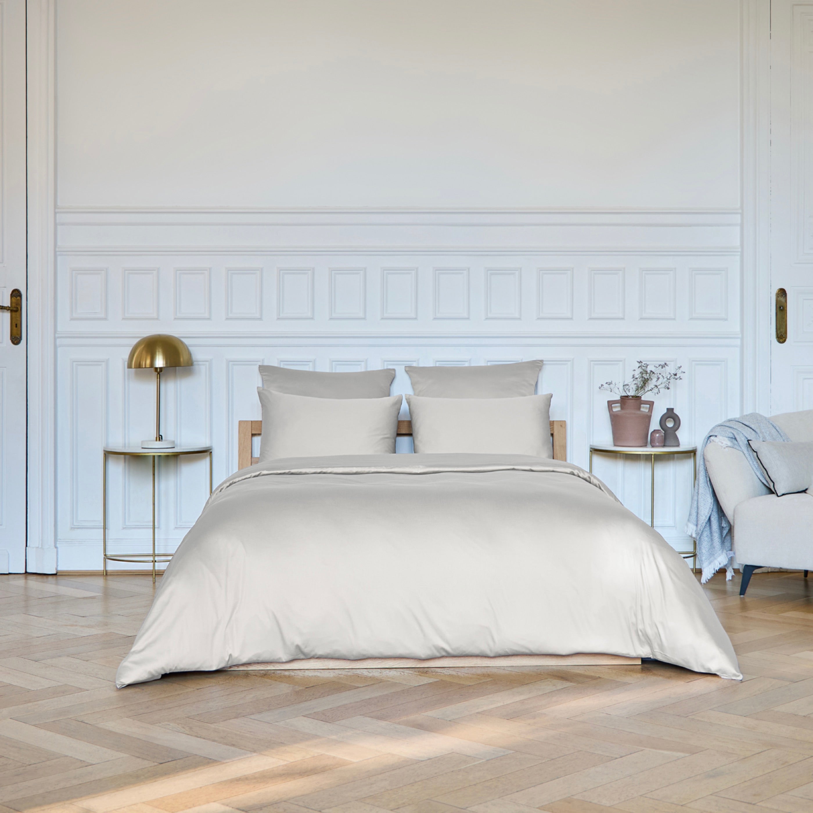 Housse De Couette Alexane - 100% Satin De Coton - Sable