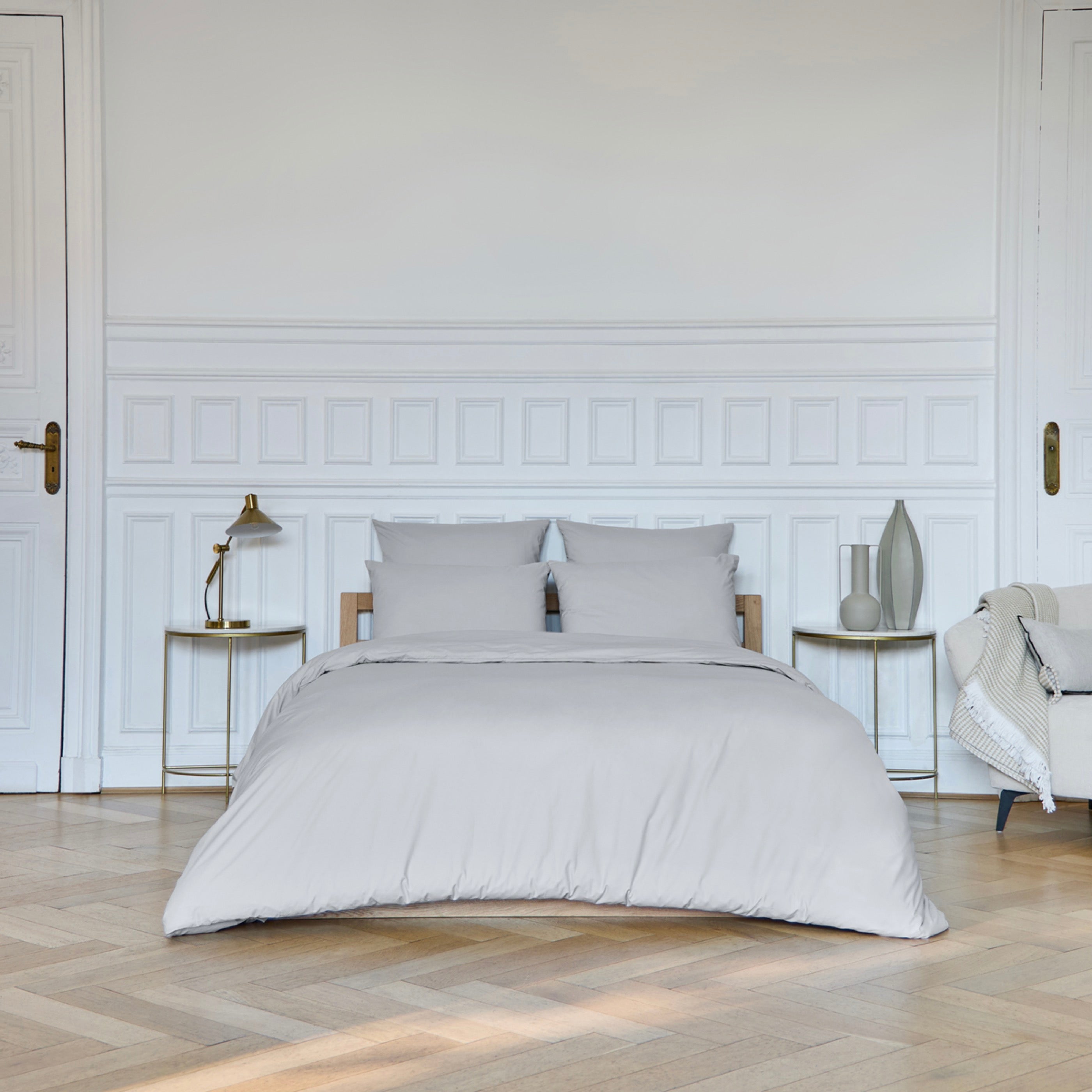 Housse De Couette Amance - Percale De Coton - Gris Perle