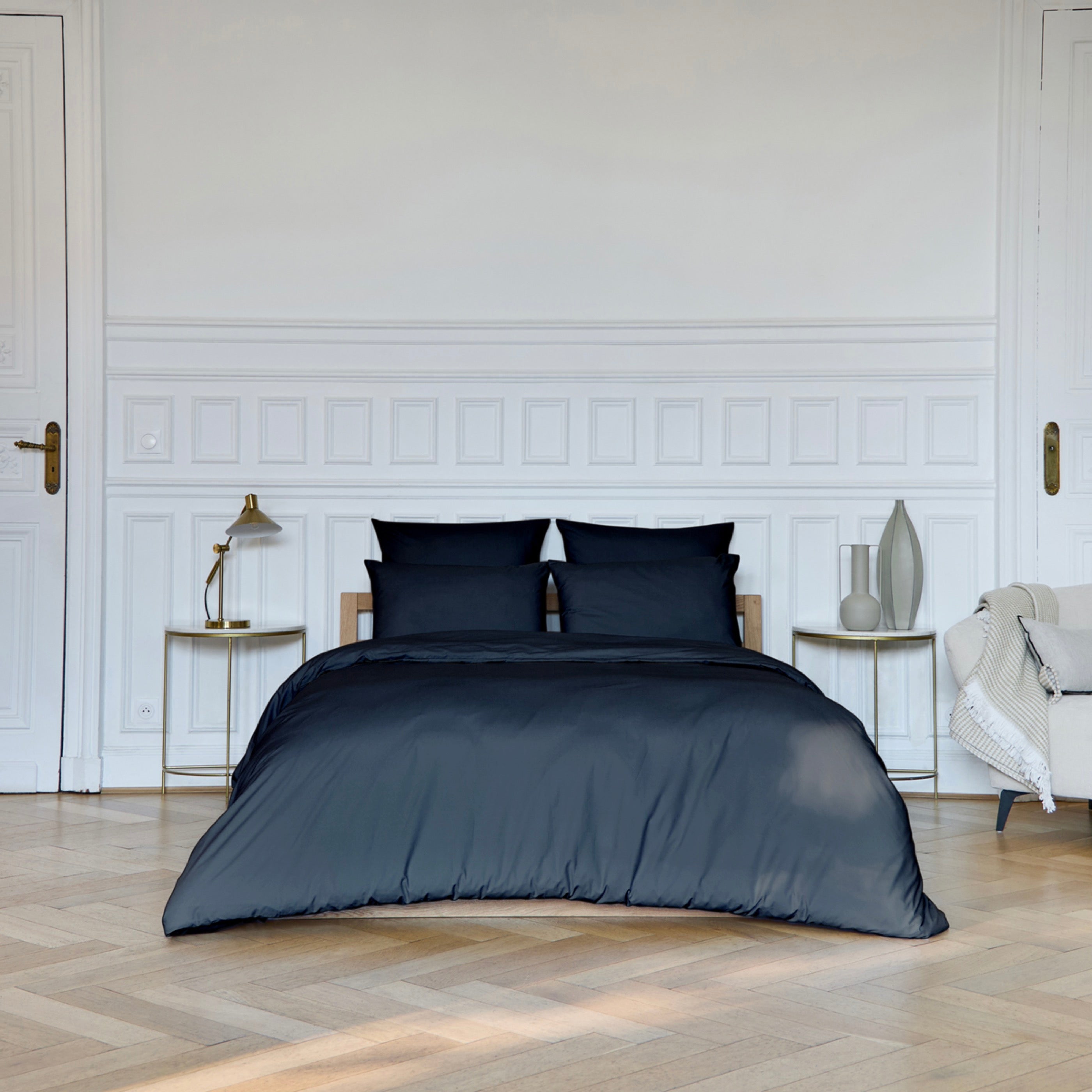 Housse De Couette Amance - Percale De Coton - Noir