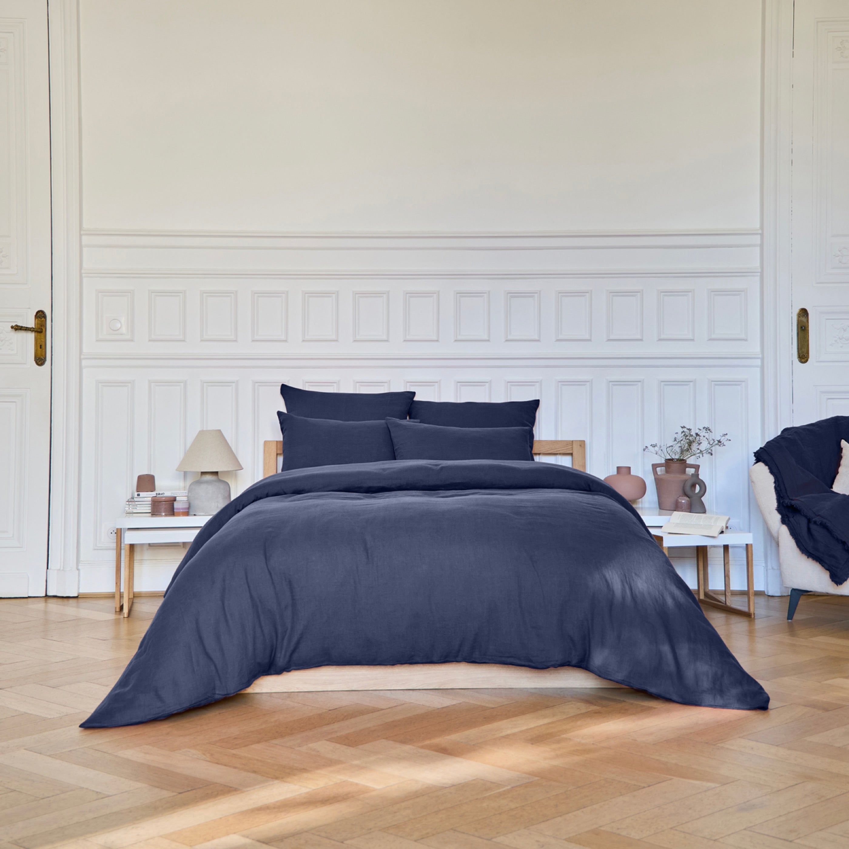 Housse De Couette Brunelle - 100% Lin Lavé - Bleu De Chine