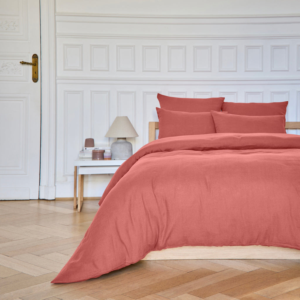 Housse De Couette Brunelle - 100% Lin Lavé - Terracotta
