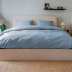 Housse De Couette Percale De Coton - Bleu Gris