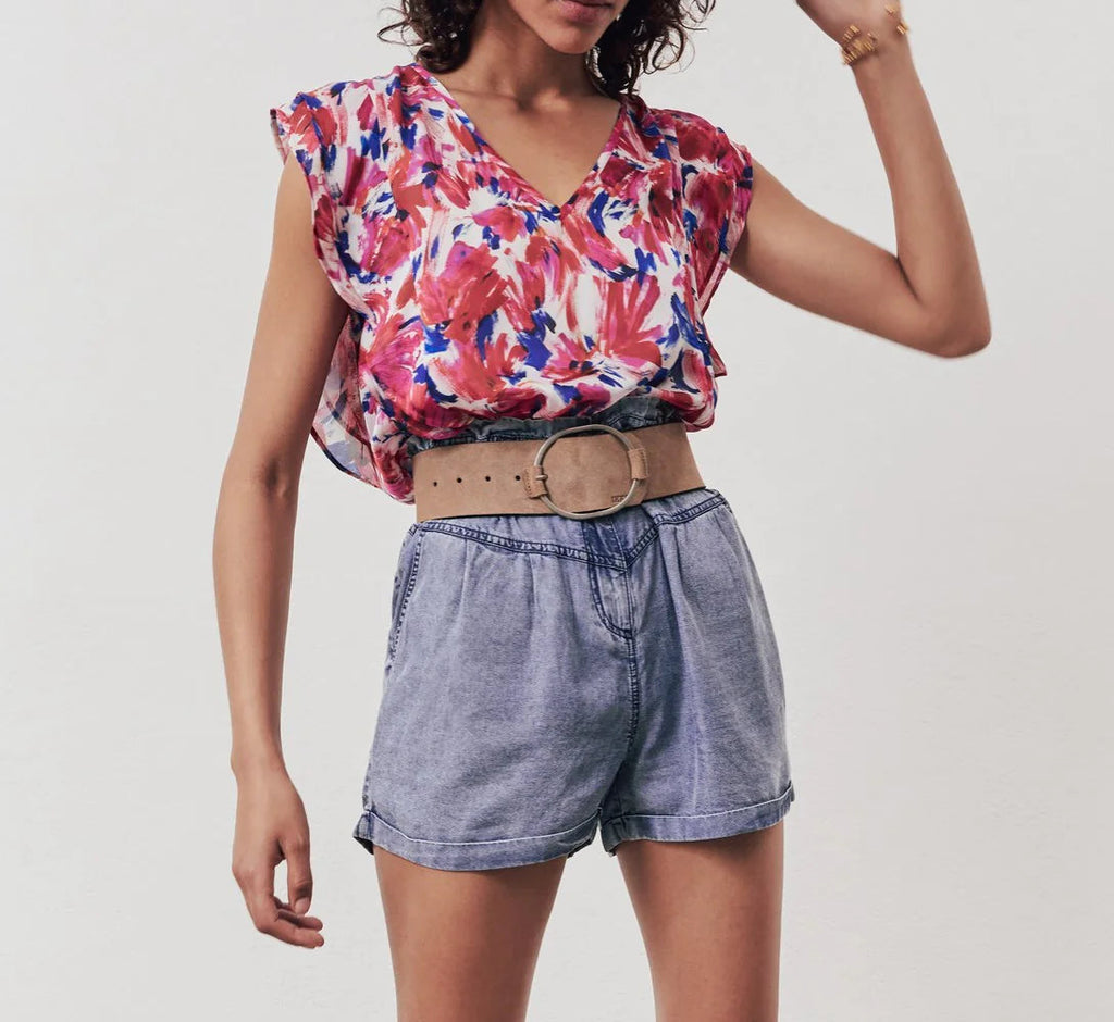 IKKS - Top Loose Imprimé Floral Flash Recyclé - Hortensia