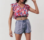 IKKS - Top Loose Imprimé Floral Flash Recyclé - Hortensia