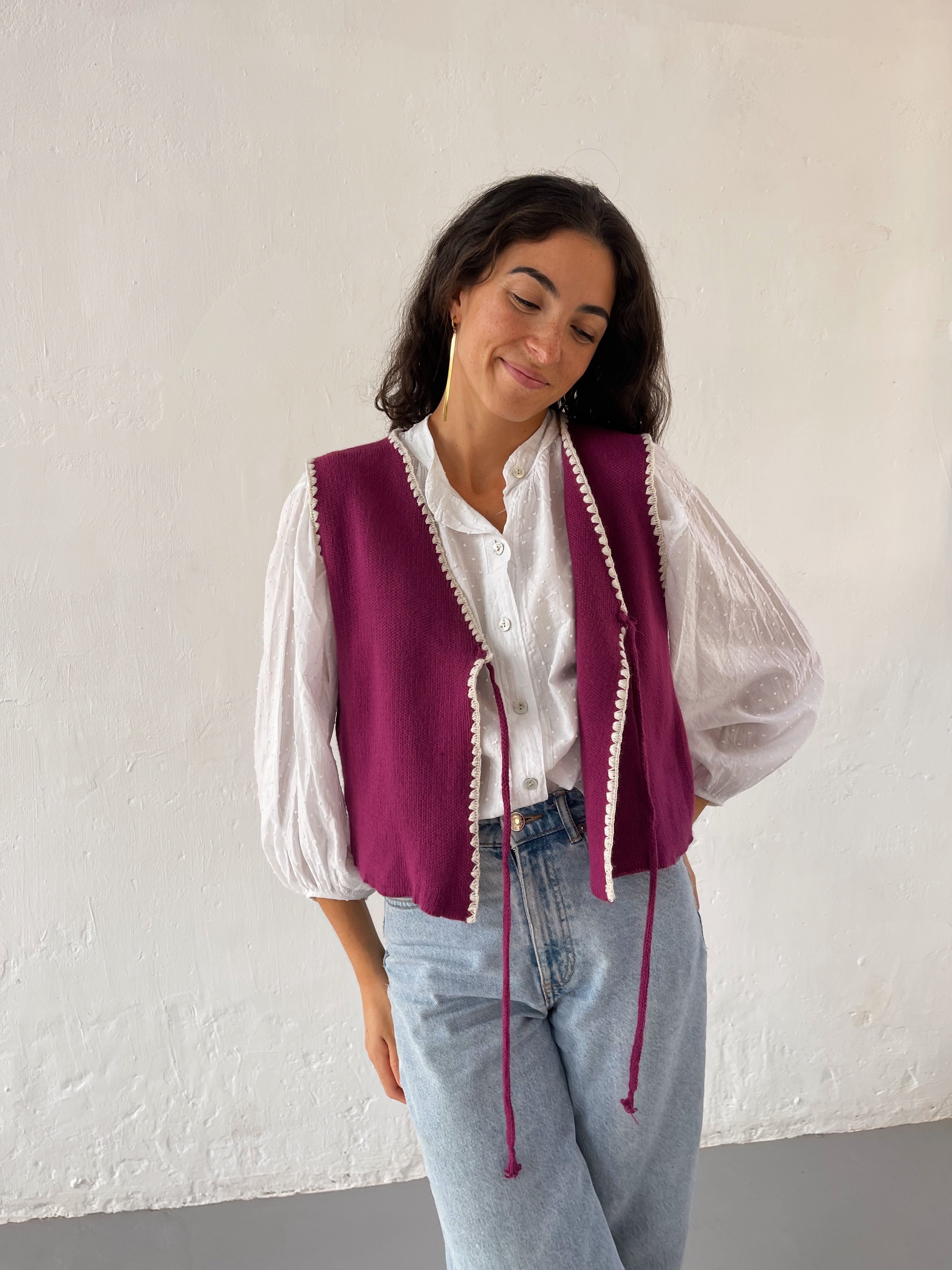 Gilet Maille Fuchsia