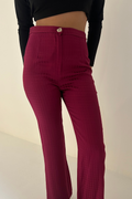 Pantalon Sixties Pied-De-Poule Prune