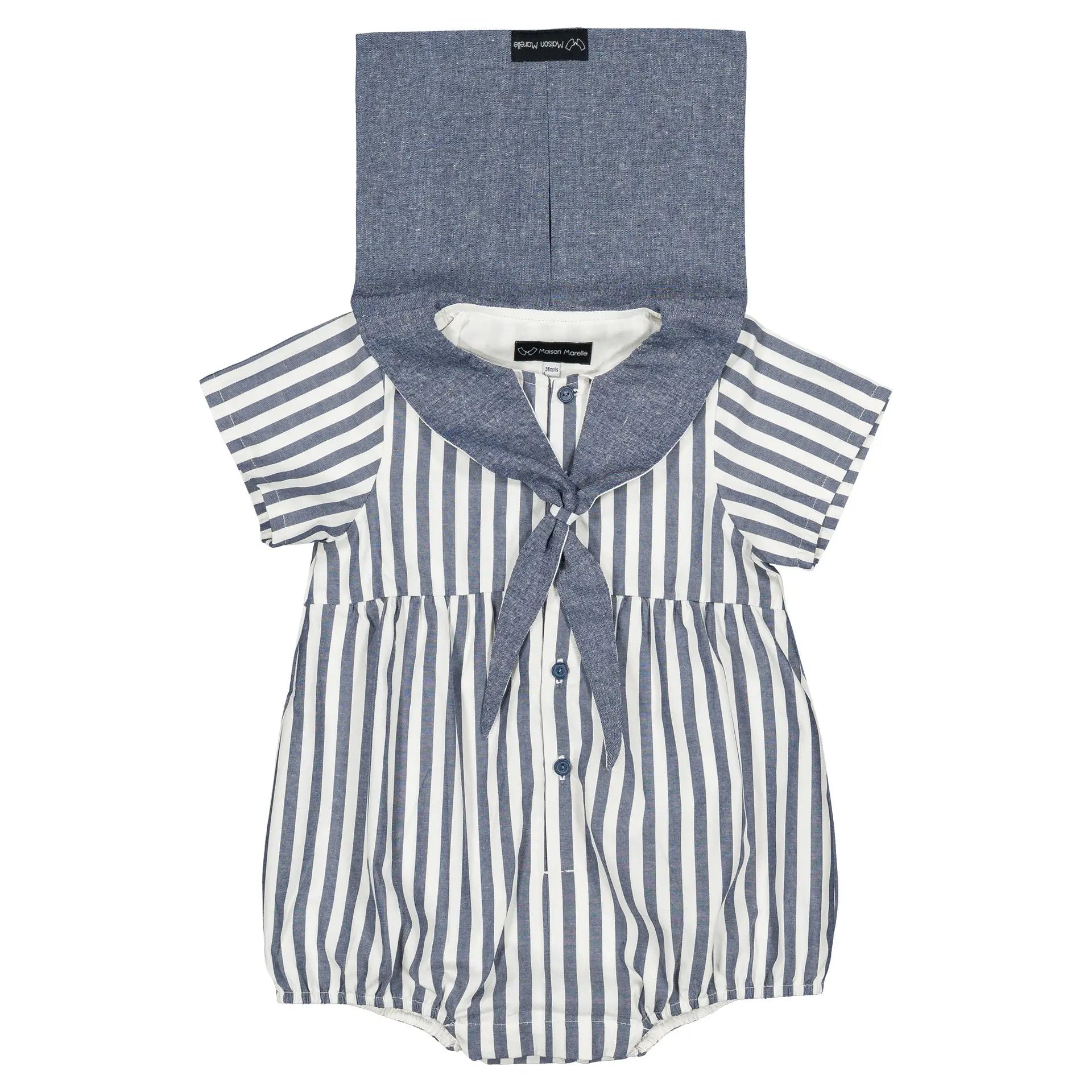 Barboteuse Cambon - Rayé Bleu Foncé