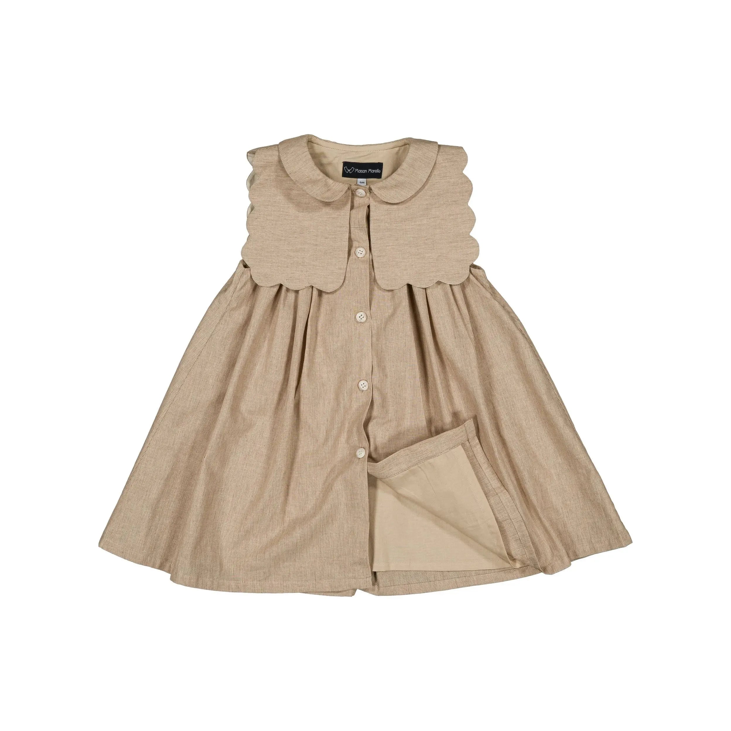 Robe Elysée - Beige Fines Rayures