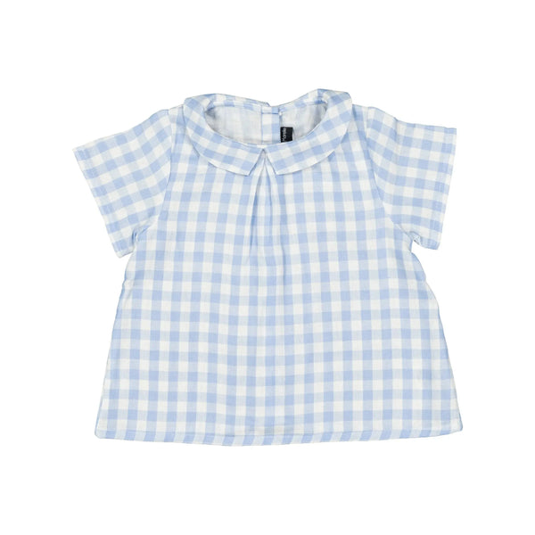 Blouse Courcelles - Vichy Bleu Double Gaze