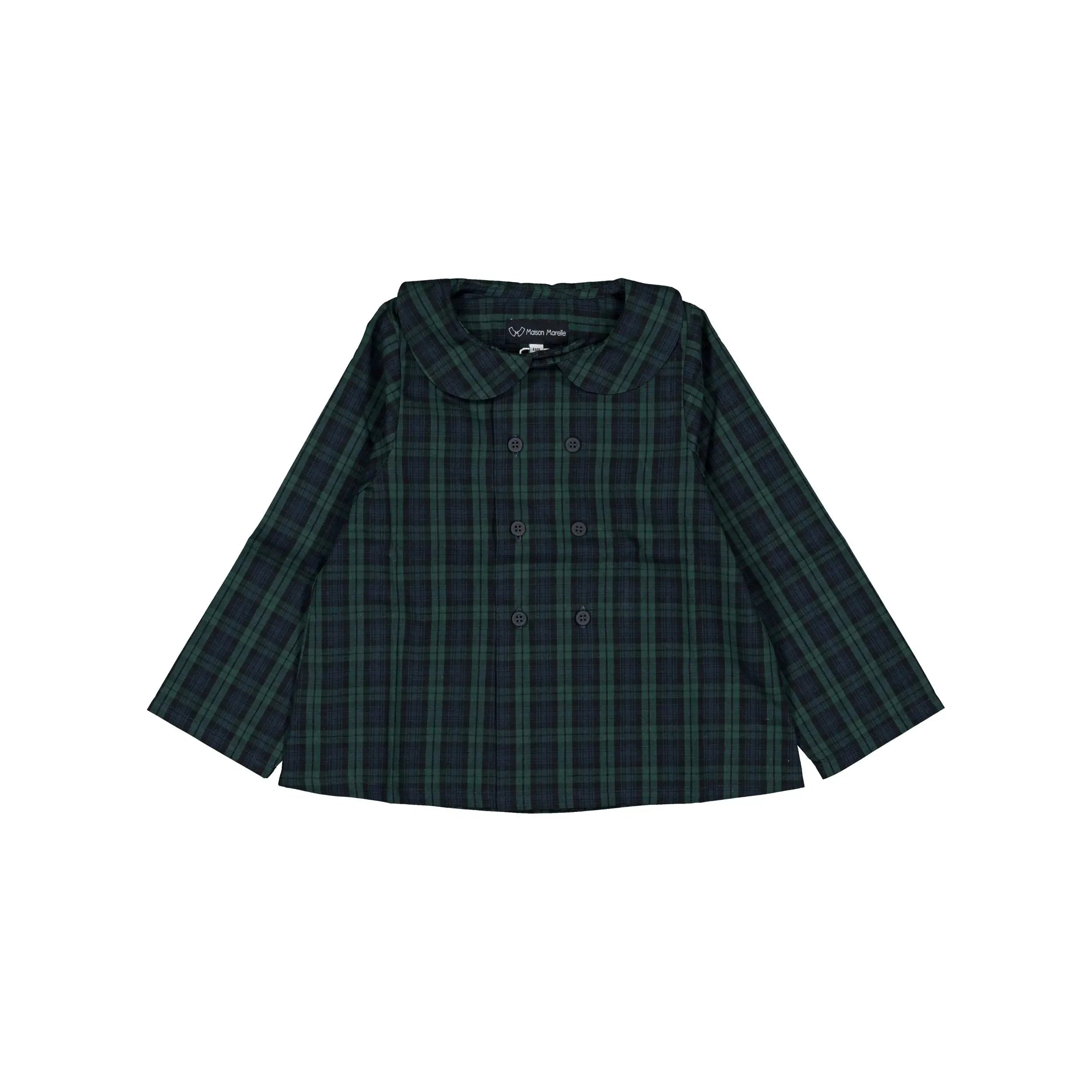 Blouse Convention-Tartan Bleu