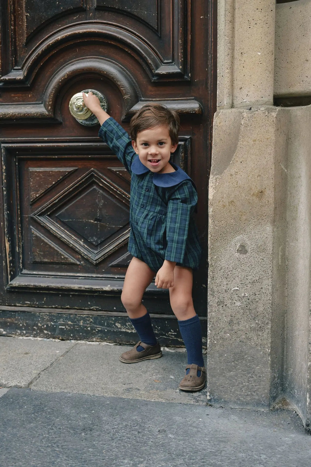 Barboteuse Bac - Tartan Bleu