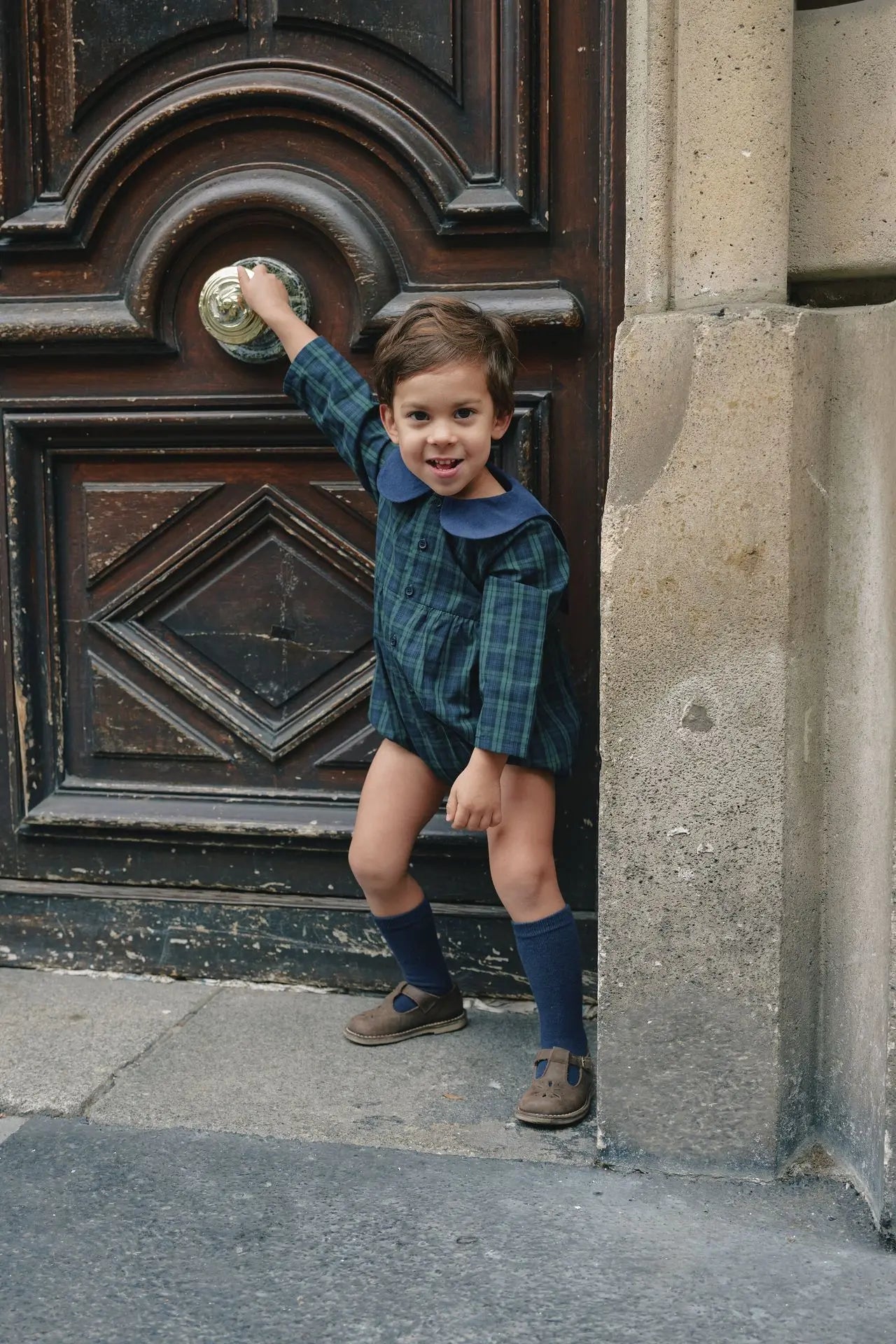 Barboteuse Bac - Tartan Bleu
