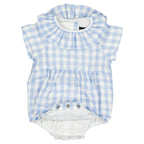 Barboteuse Dupleix - Double Gaze Vichy Bleu