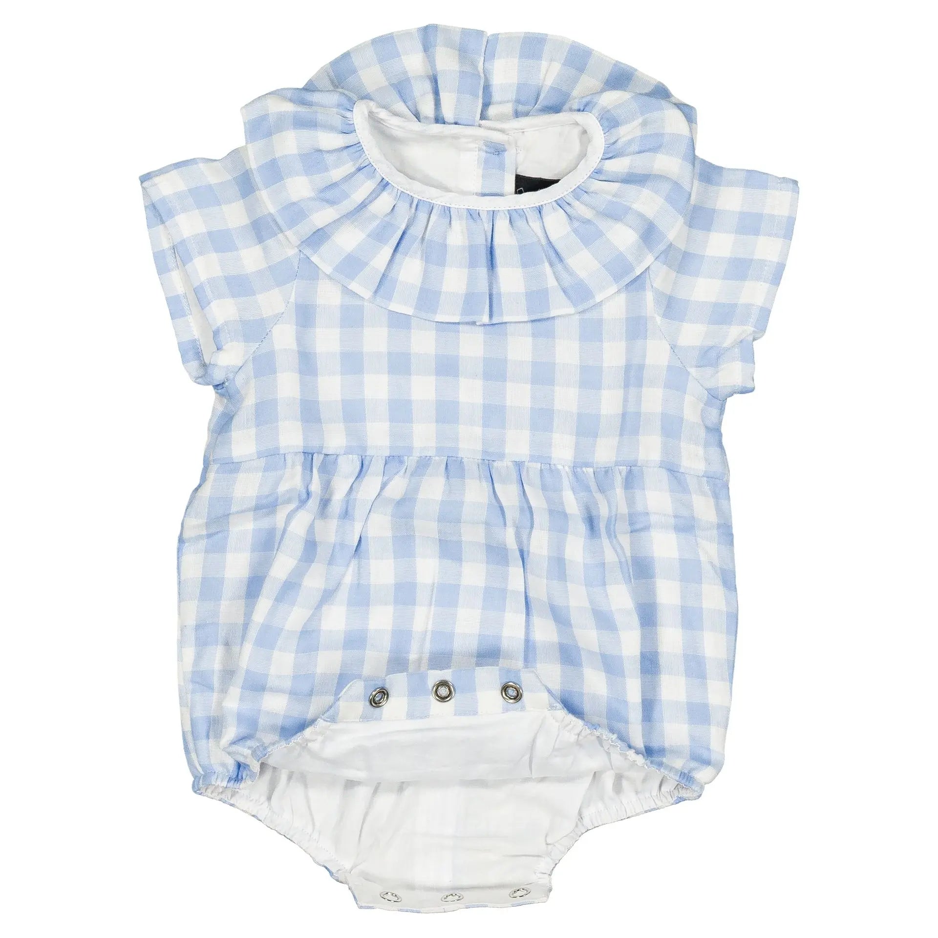 Barboteuse Dupleix - Double Gaze Vichy Bleu