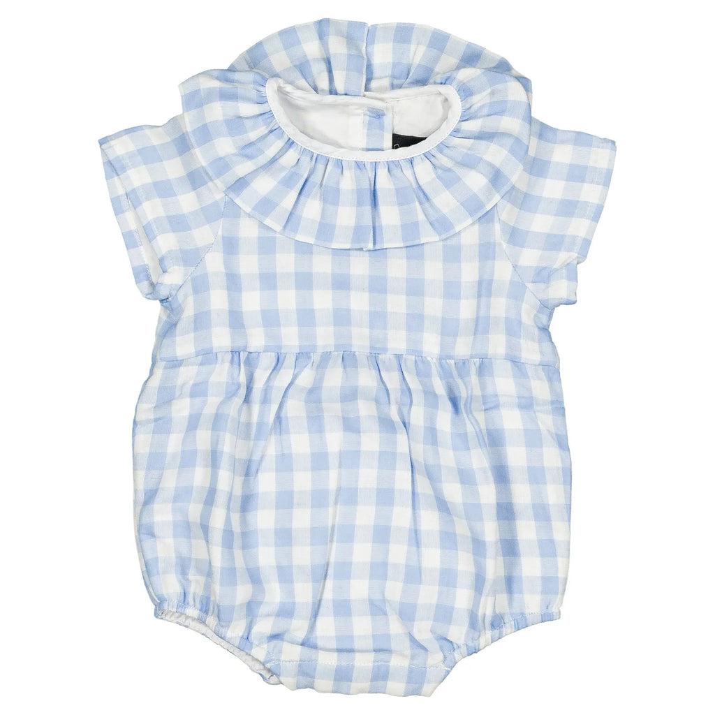 Barboteuse Dupleix - Double Gaze Vichy Bleu