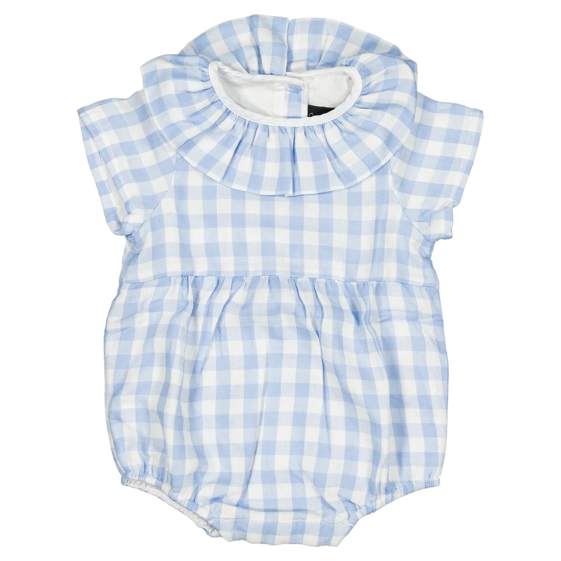 Barboteuse Dupleix - Double Gaze Vichy Bleu