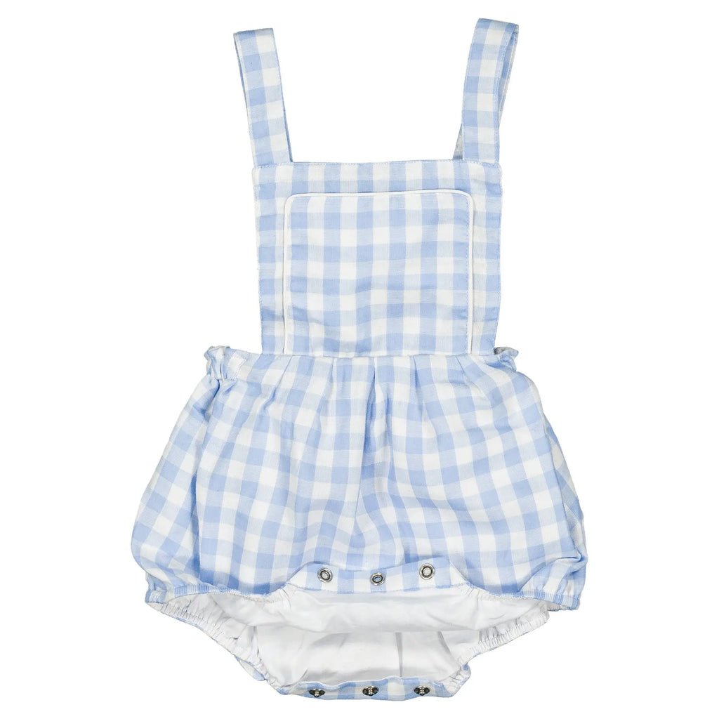 Barboteuse Marais - Double Gaze Vichy Bleu