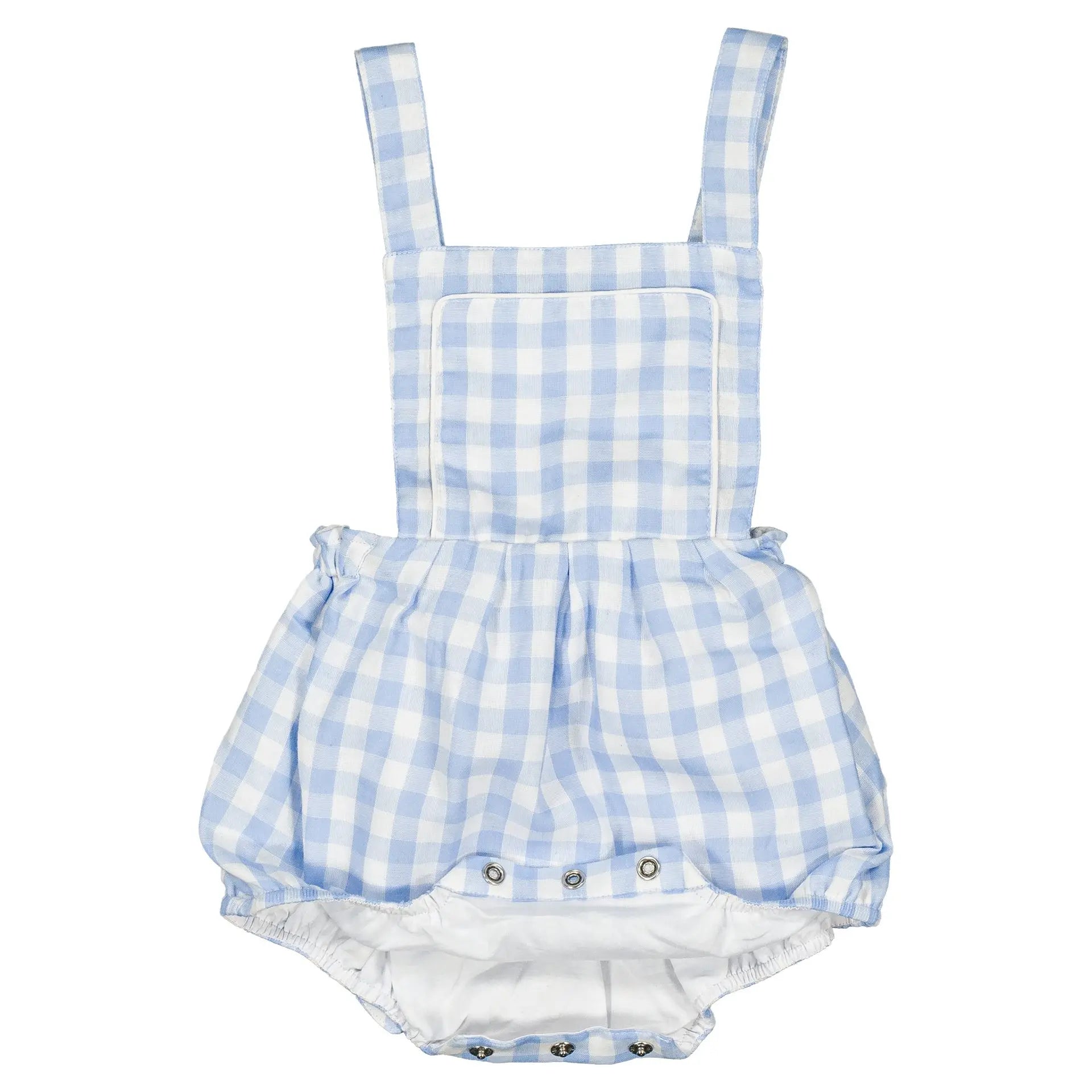 Barboteuse Marais - Double Gaze Vichy Bleu