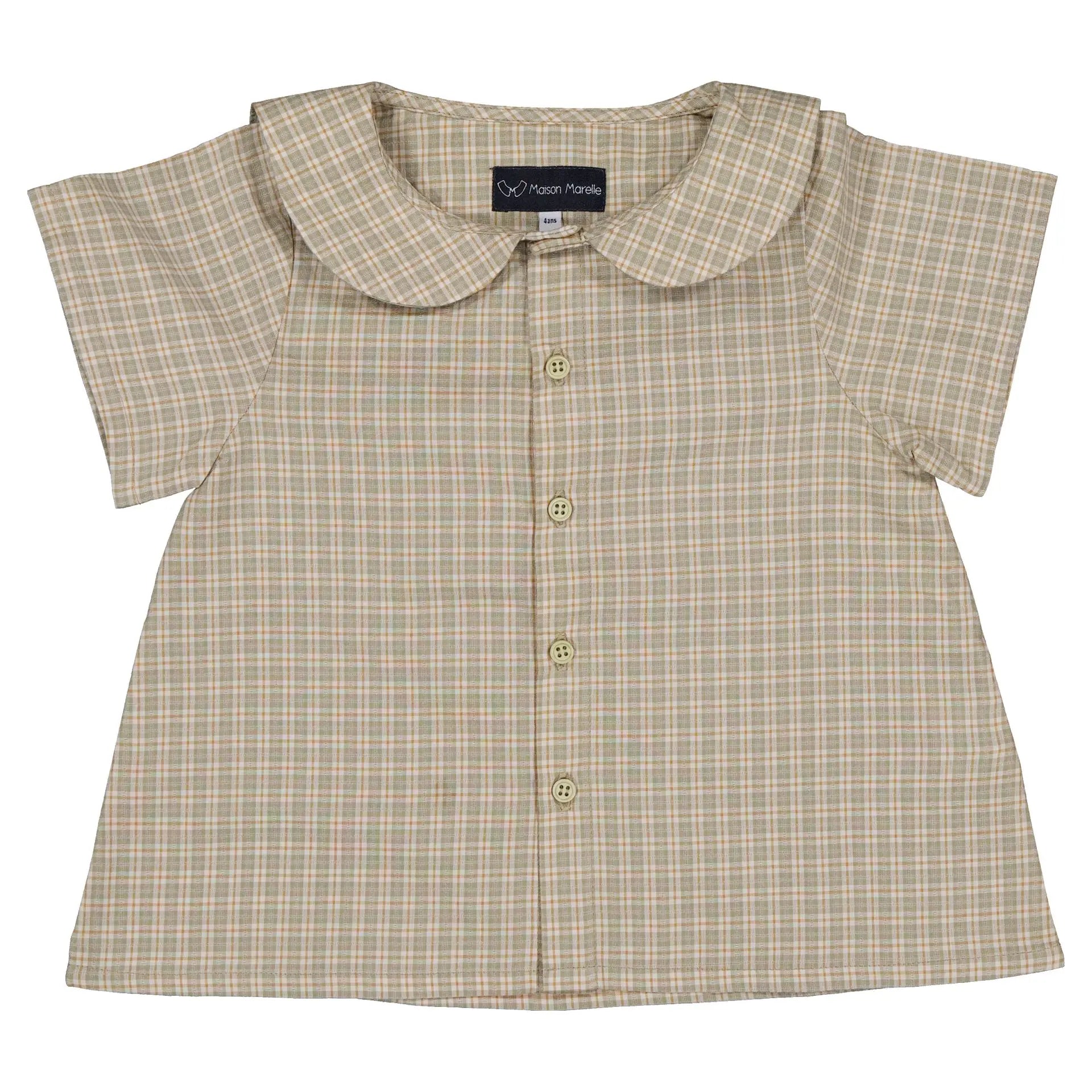 Blouse Monceau - Carreaux Vert Sauge