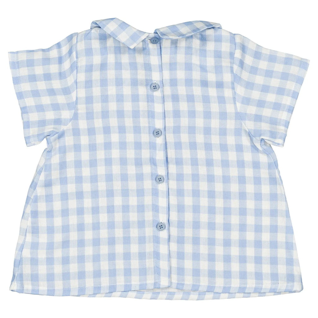 Blouse Courcelles - Vichy Bleu Double Gaze