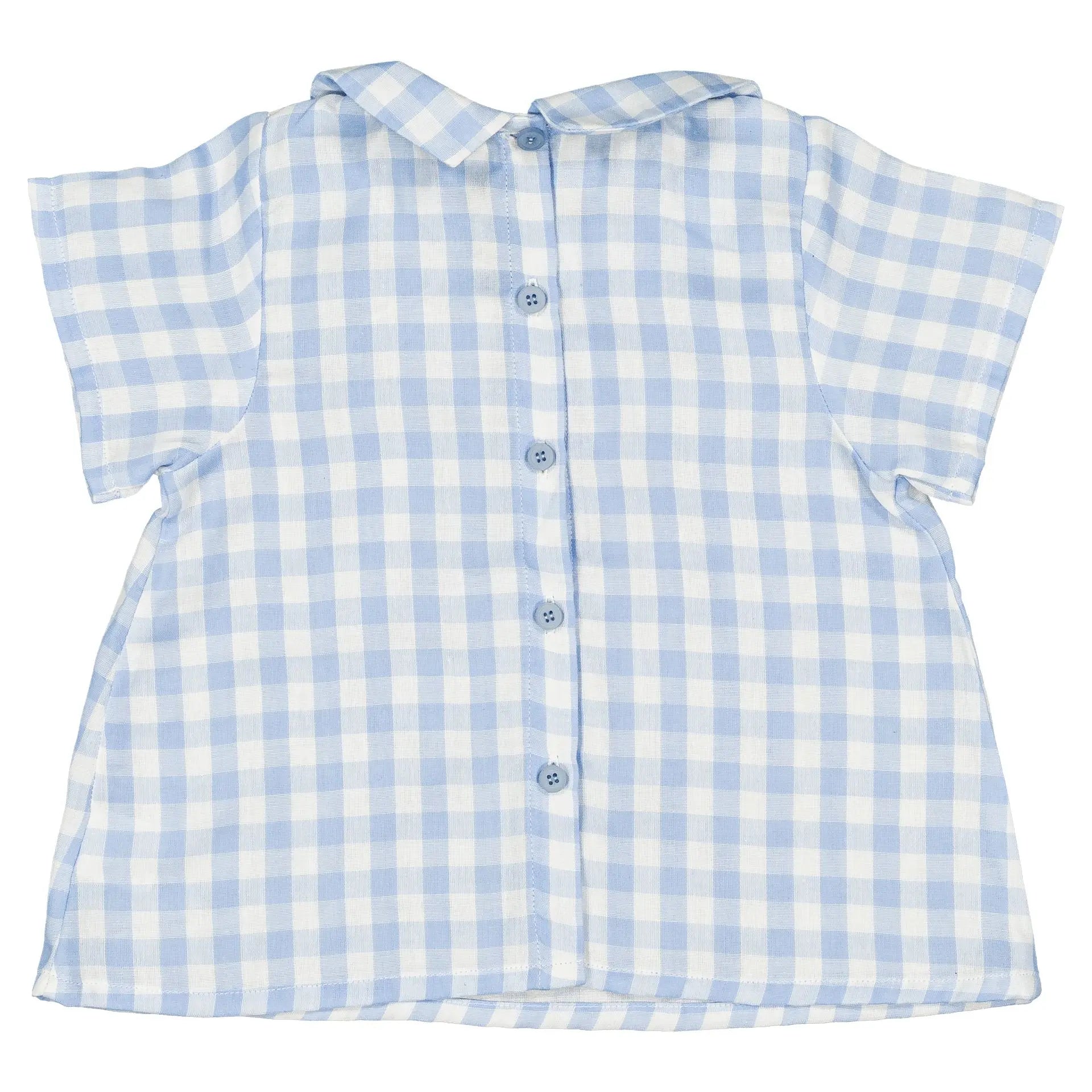 Blouse Courcelles - Vichy Bleu Double Gaze