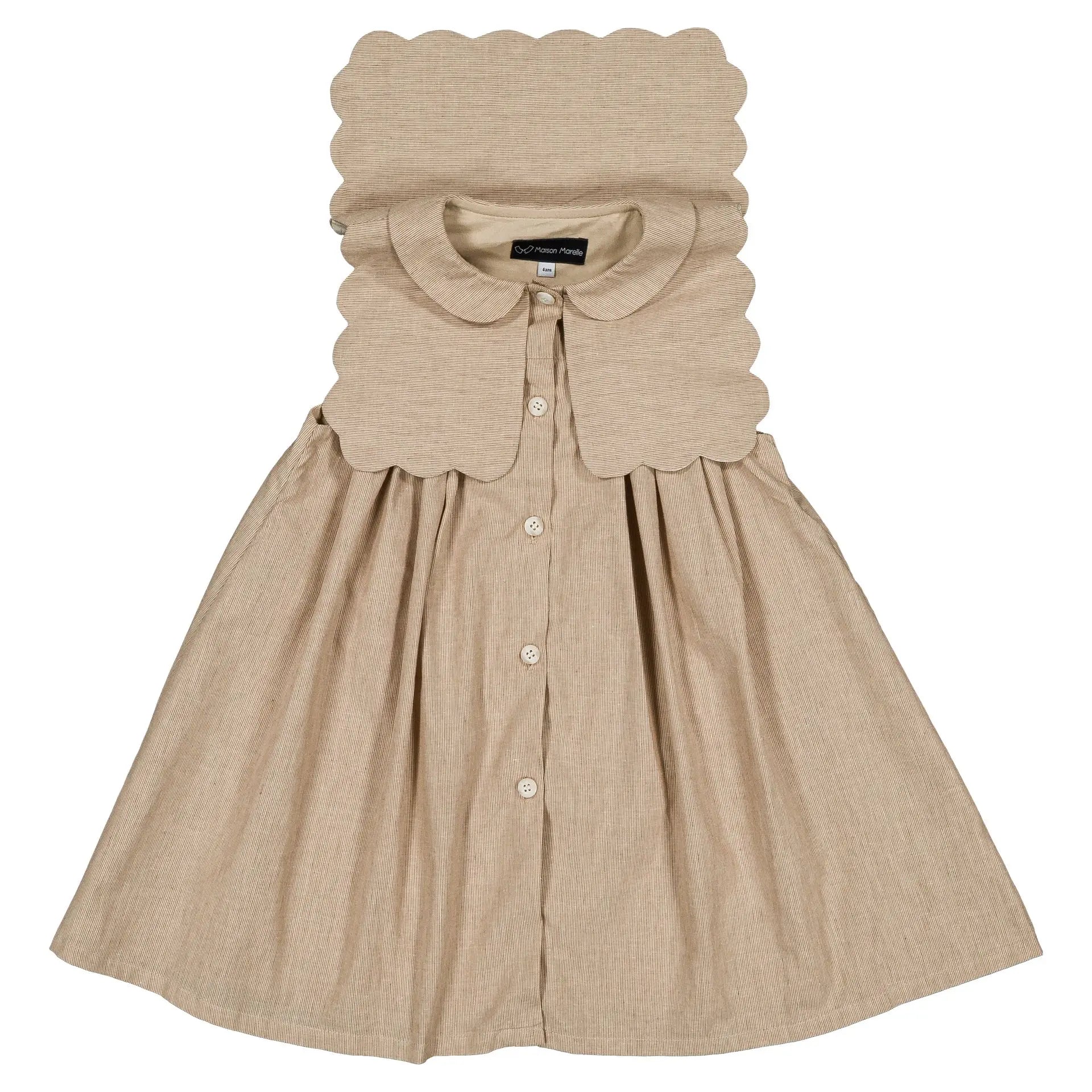 Robe Elysée - Beige Fines Rayures