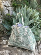 CABAS TOILE DE JOUY VERT / CABAS MADE IN FRANCE