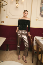 Pantalon Pete Cuir Argenté