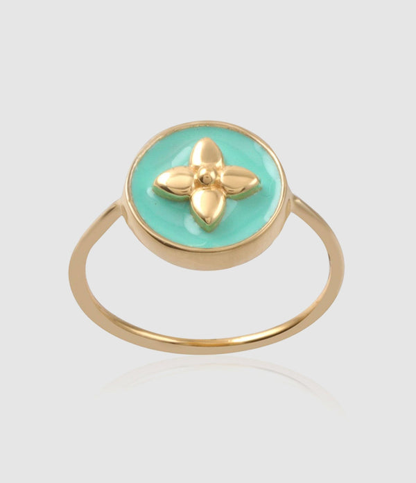 Cabirol - Bague Croisette Laquée Jade - Femme