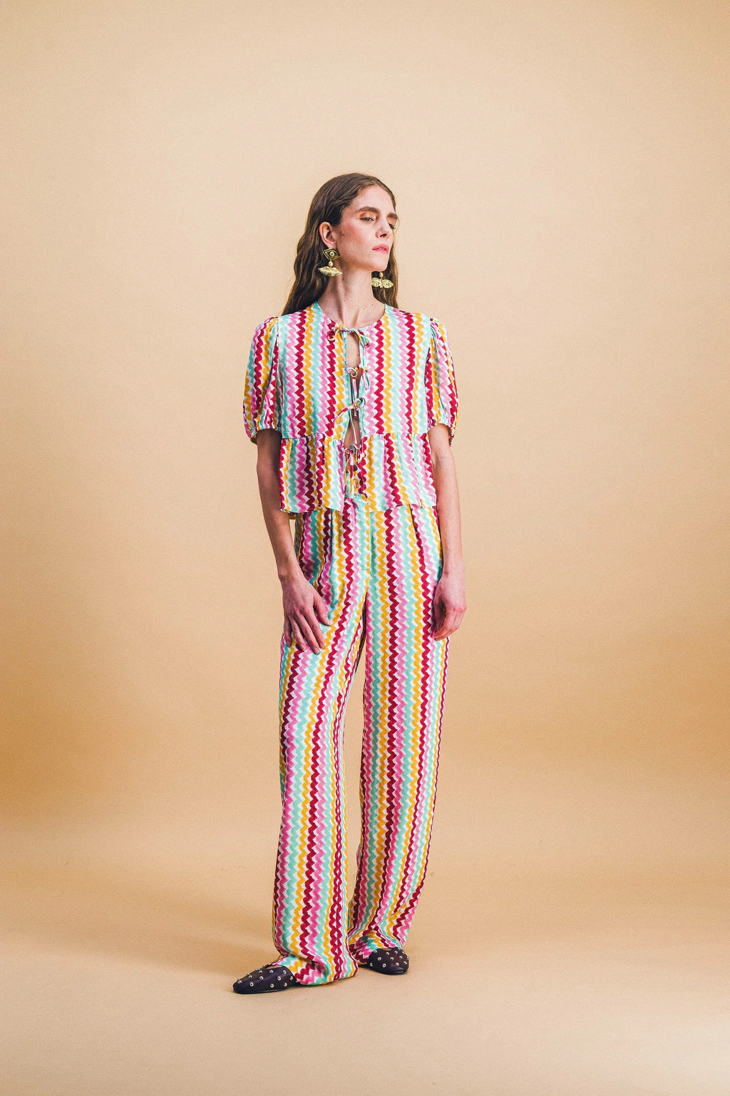 Ensemble Top Aimée+ Pantalon Tilda Orphism Lines Rainbow