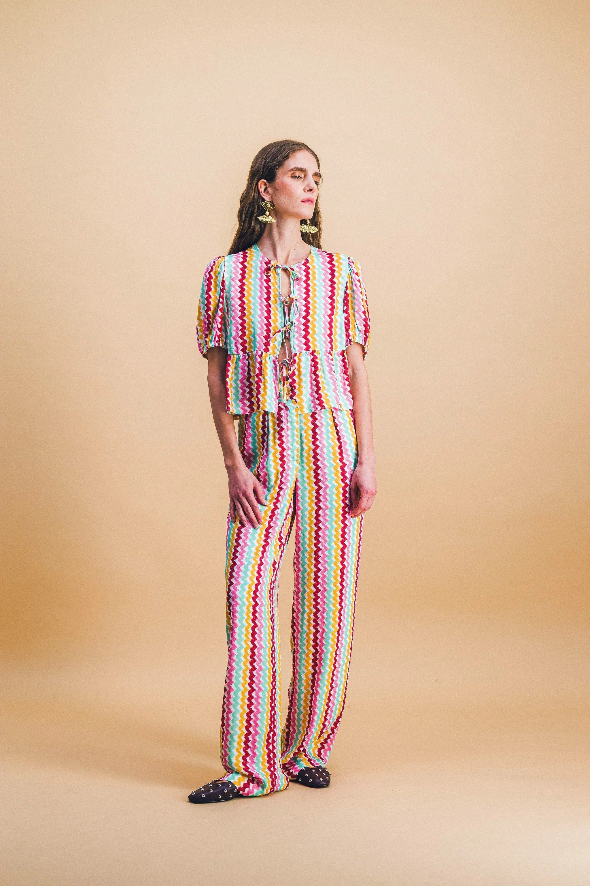 Ensemble Top Aimée+ Pantalon Tilda Orphism Lines Rainbow