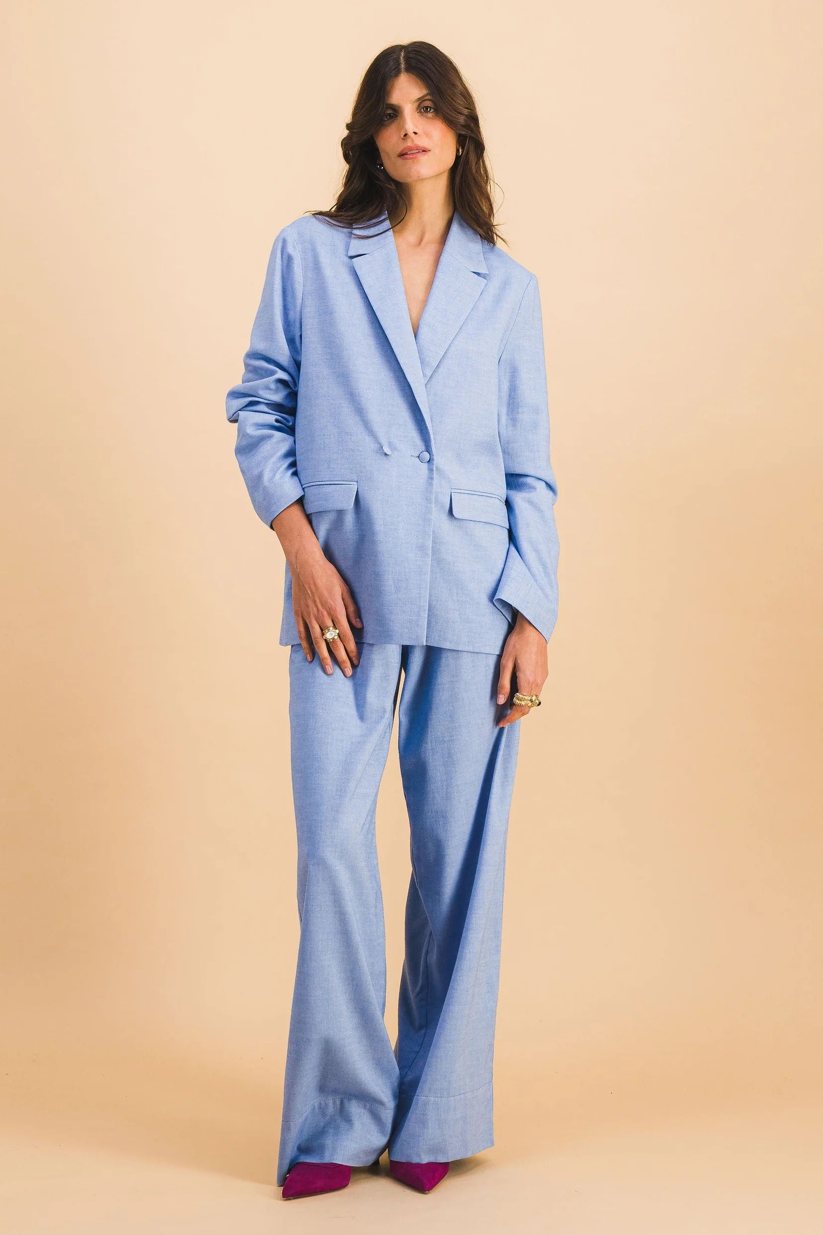 Ensemble Veste Ambre & Pantalon Bleu Ciel